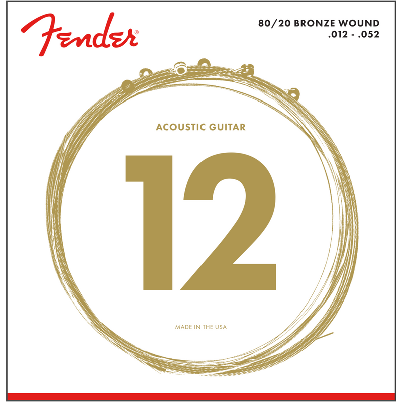 Bronze Acoustic Strings Fender 70L 80/20  Ball End .012-.052 P/N 0730070403