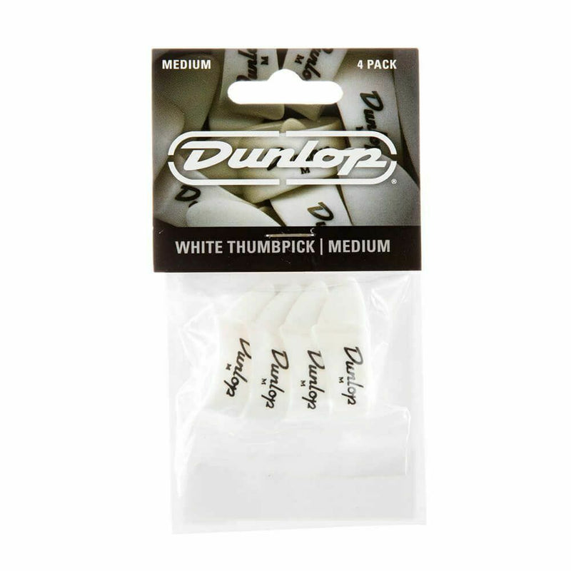 Plectrums By Dunlop 9002P Thumb pick, Medium , White Plastic, 4 Pack