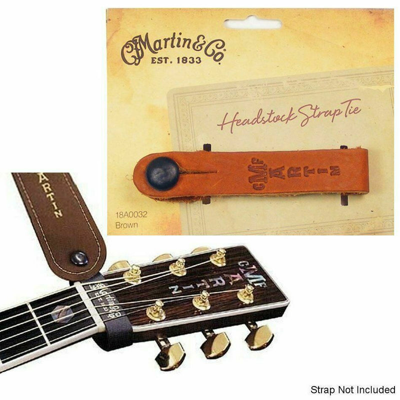 Martin Acoustic Guitar Headstock Leather Strap Tie Brown 18A0032