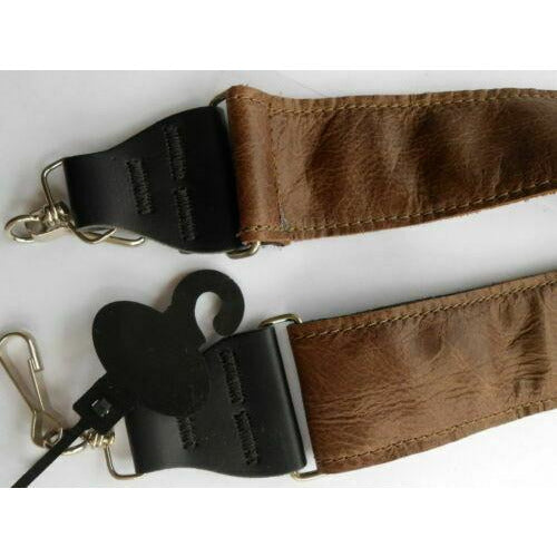 LeatherGraft Adjustable Banjo Strap, Brown Leather.90cm to 155cm. Metal Hooks