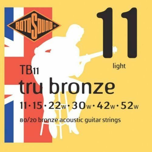 Rotosound TB11 Tru Bronze 80/20 Bronze Acoustic Guitar Strings 11-52 UK Made