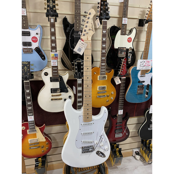 ARIA STG 003/M W Electric Guitar in White with Maple Neck