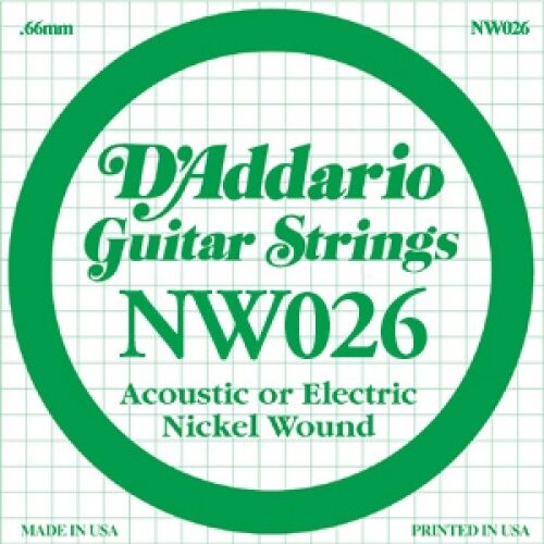 D'Addario Nickel Wound Single Guitar Strings 5 X 026.p/no:-NW026