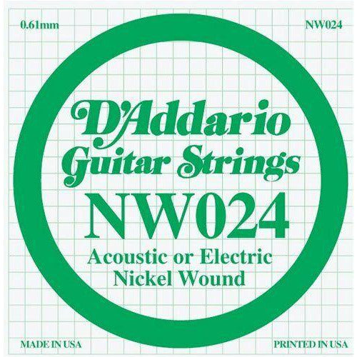 D'Addario Nickel Wound Single Guitar Strings 5 X 024.P/No:-NW024