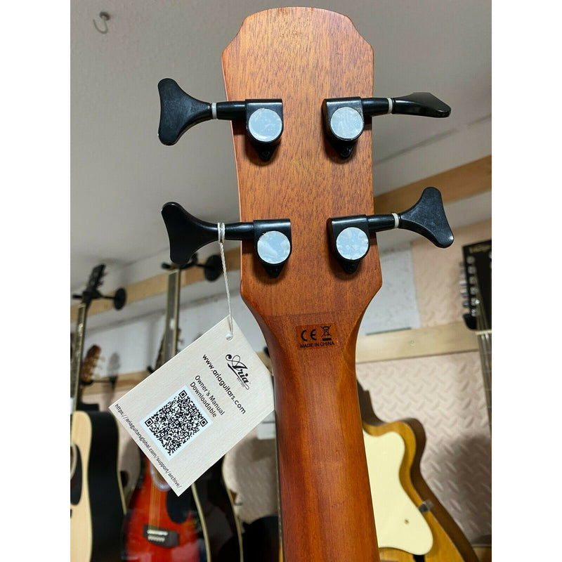 Aria FEB Fretless F Hole Acoustic Bass.Flamed Natural Nato Finish.On Board Tuner