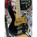 Aria  RSB 618/4 Electric Bass Guitar, Black Finish, Gold Anodized Plate