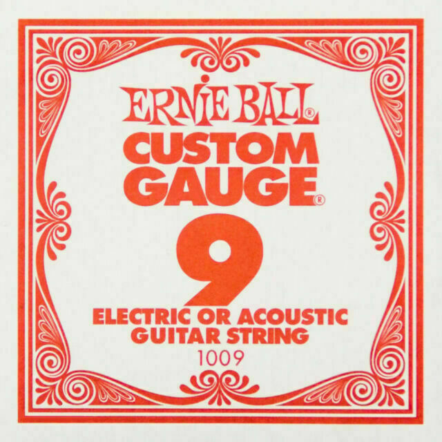 Single Guitar Strings, 6 Pack, 'E' Ernie Ball .09 Custom Gauge